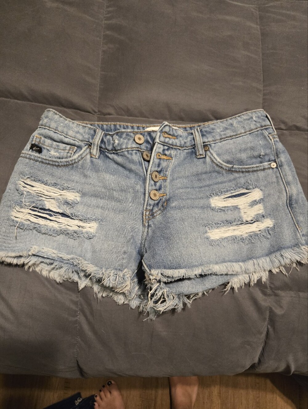 KanCan Light Blue Distressed Denim Jean Shorts